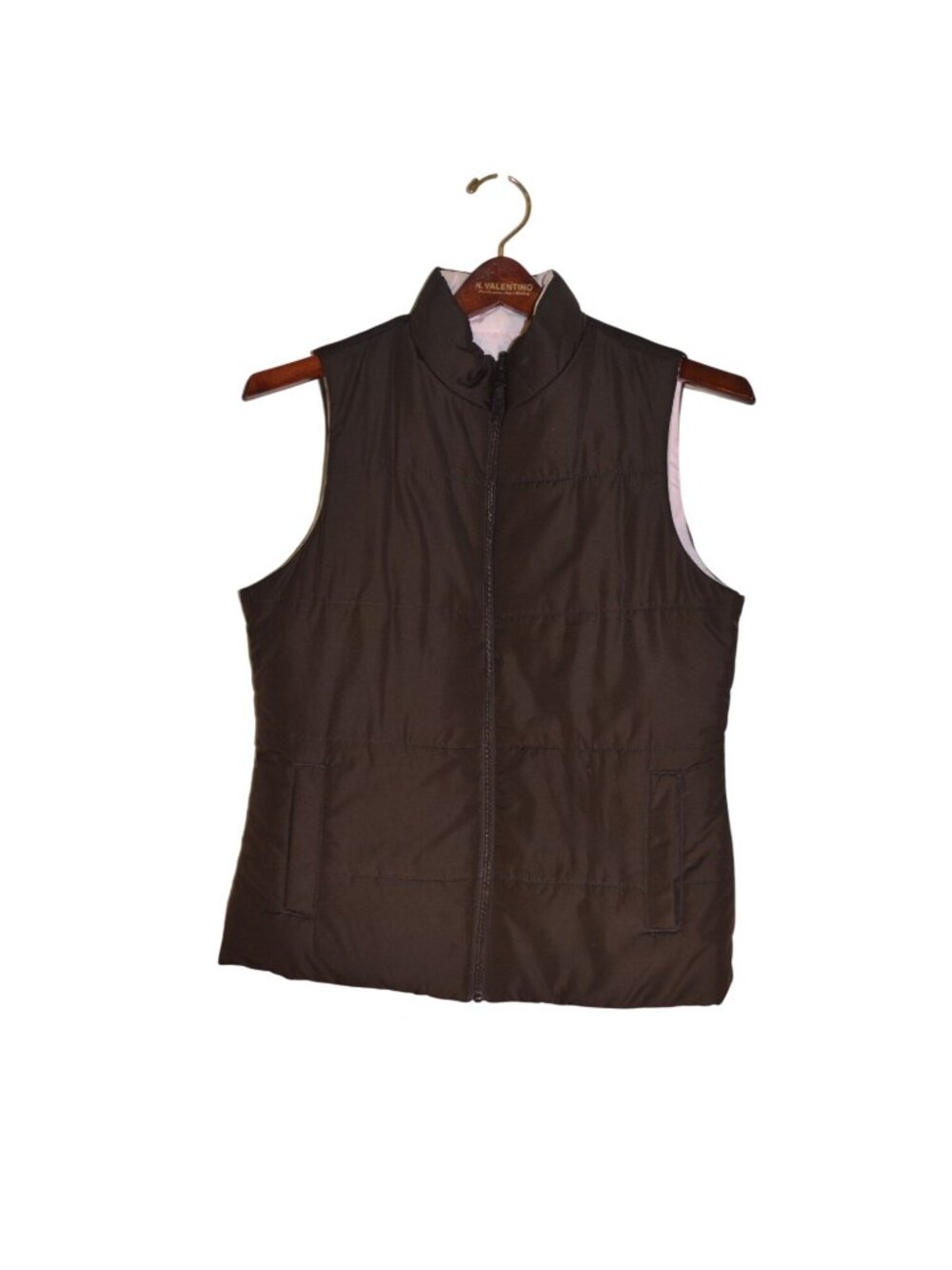 Merona Reversible Puffer Vest Brown Light Pink Women's Size Small Casual Fall - Picture 5 of 9